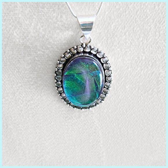 100% ARTISAN AUSTRALIAN TRIPLET OPAL OVAL PENDANT STERLING CHAIN - Picture 1 of 8